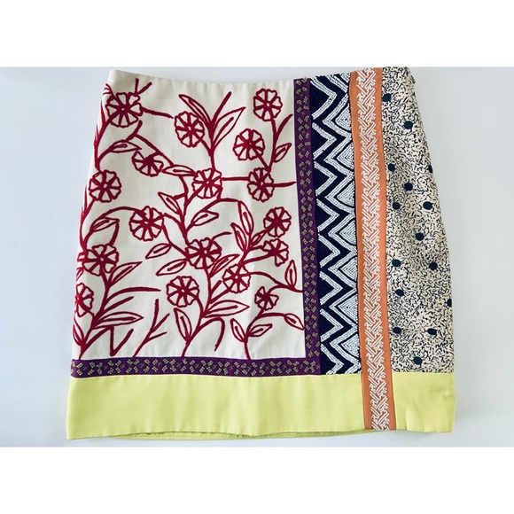 Leif Notes Anthropologie Brimming Borders Multi-Pattern Aline Skirt - Picture 1 of 10